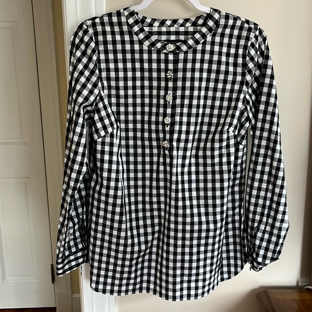 Talbots Black Gingham Blouse